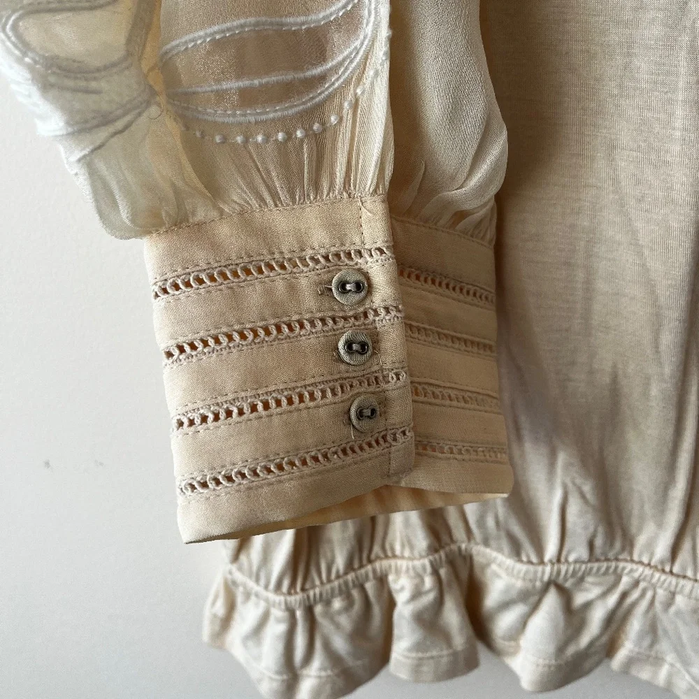 BY ANTHROPOLOGIE Embroidered blouse size L - Picture 6 of 7